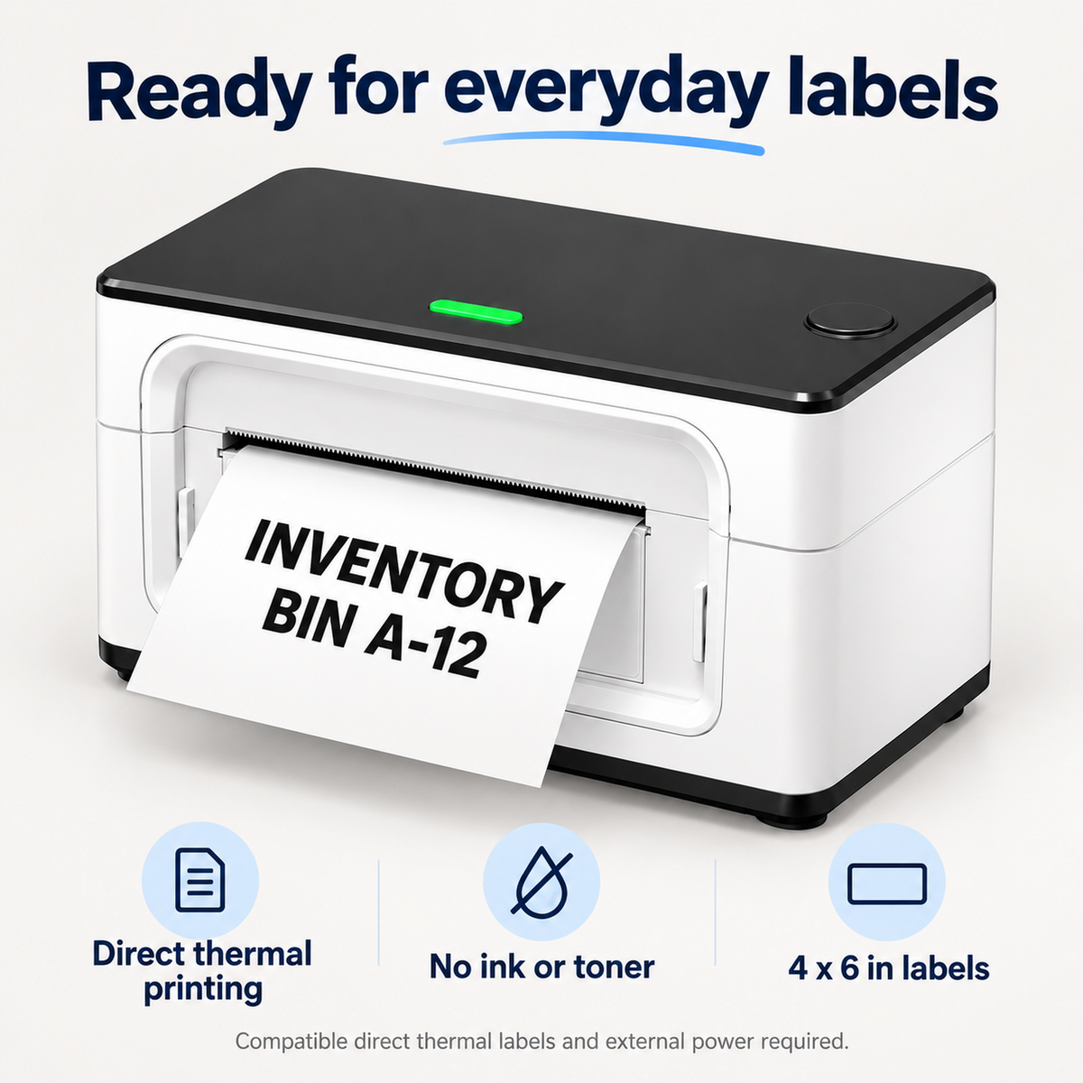 203 DPI Bluetooth Thermal Label Printer - White and Black
