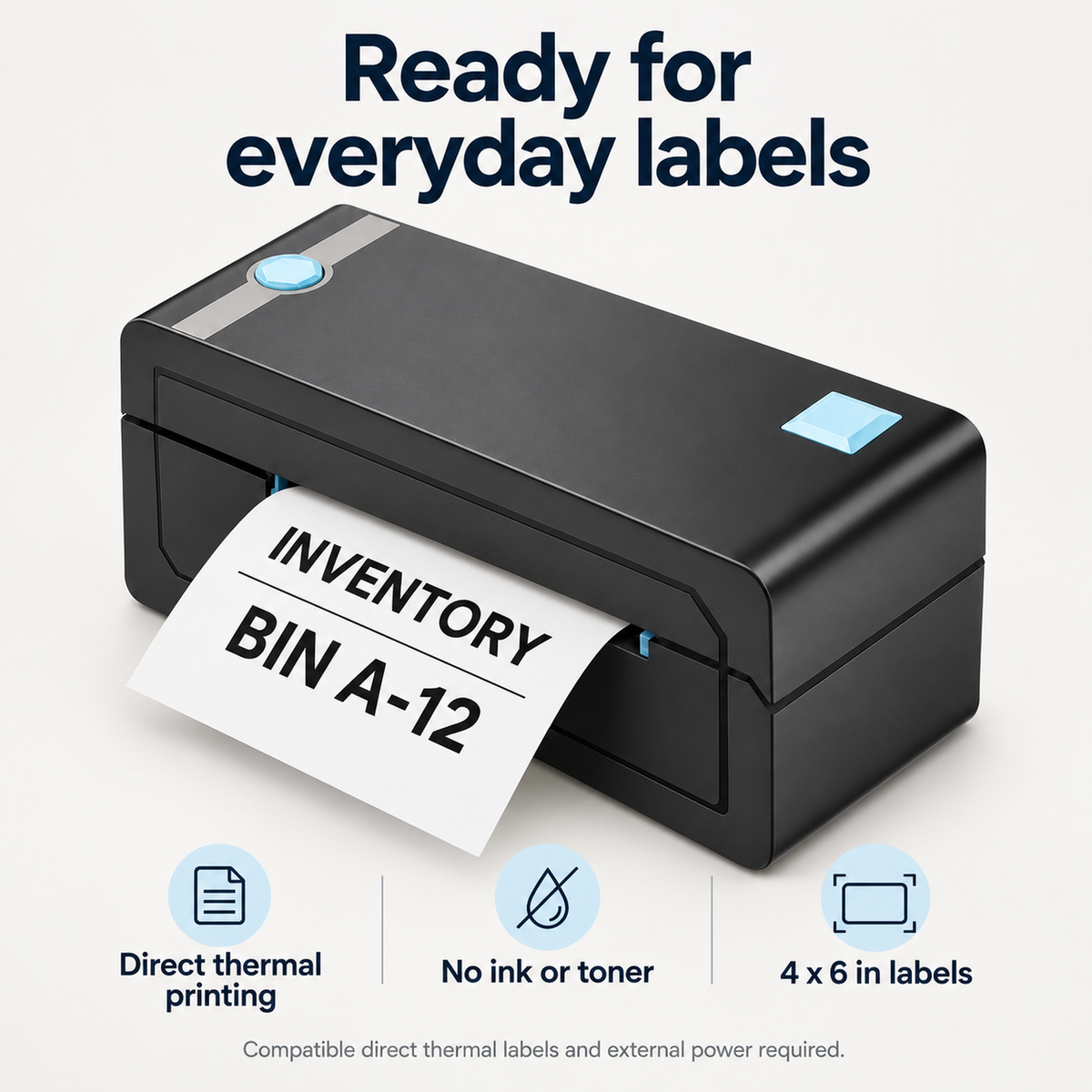 203 DPI Bluetooth Thermal Label Printer - Black and Blue