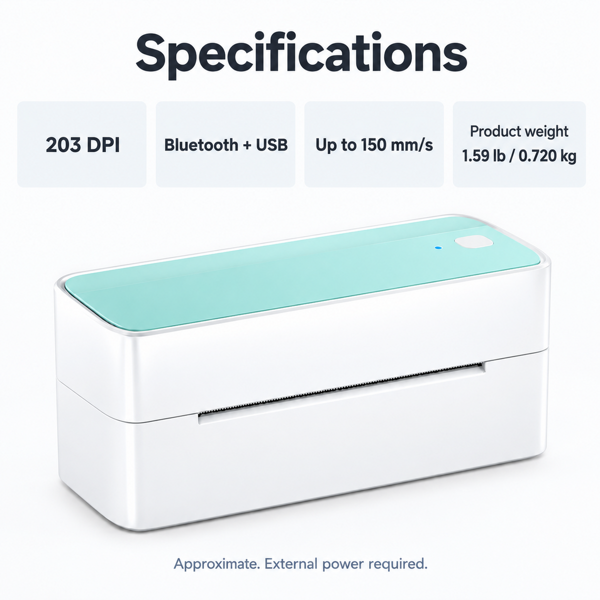 203 DPI Bluetooth Thermal Label Printer - Mint Green