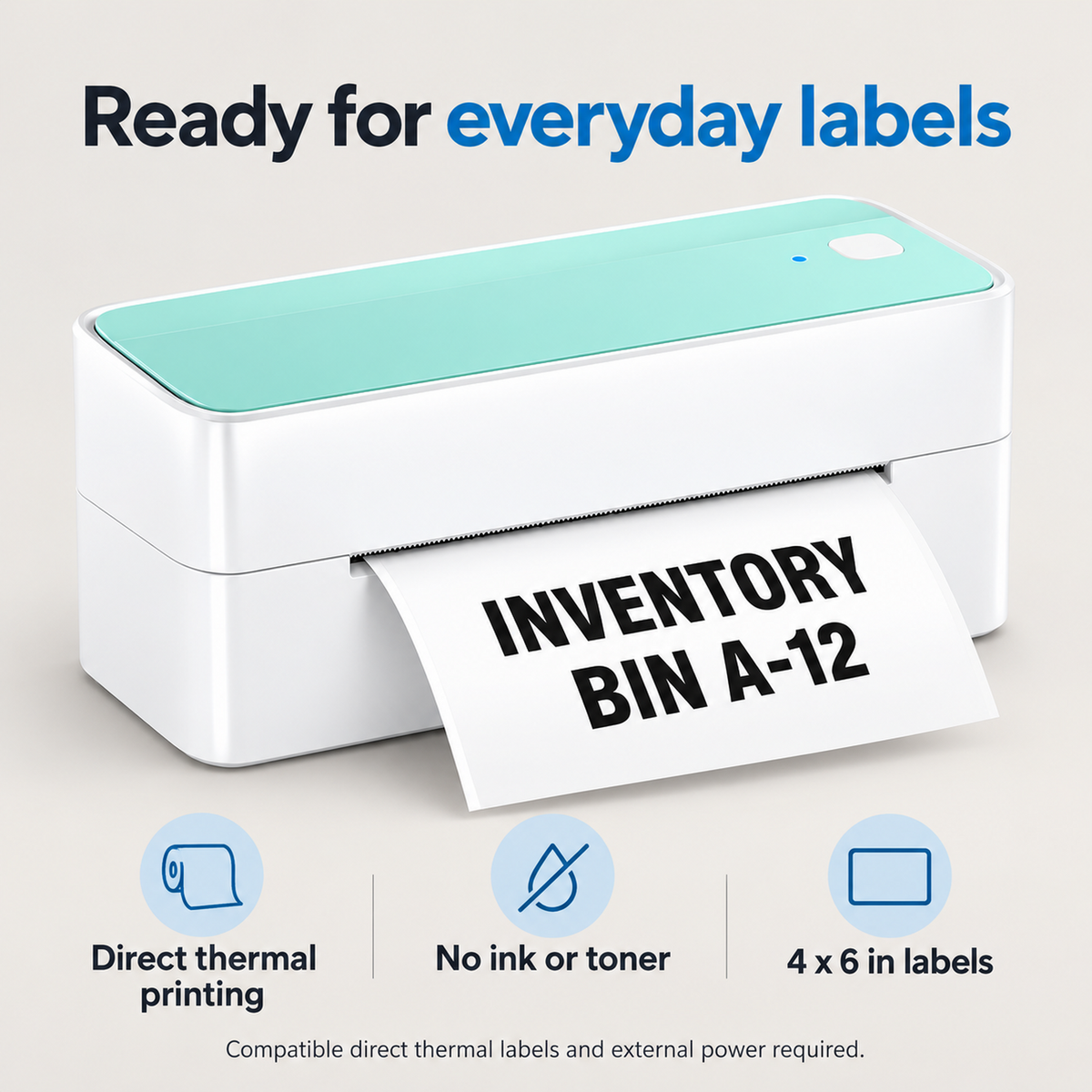 203 DPI Bluetooth Thermal Label Printer - Mint Green