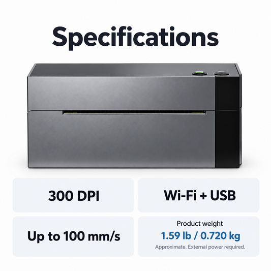 300 DPI Wi-Fi Thermal Label Printer - Gray