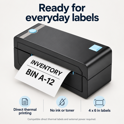 203 DPI Bluetooth Thermal Label Printer - Black and Blue